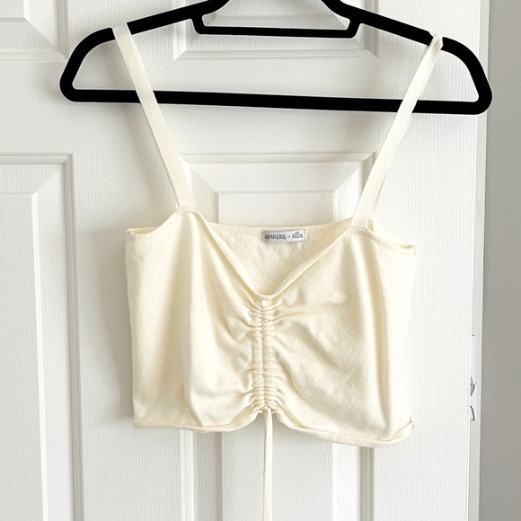 Spencer & Ella Knit Tie Crop Tank Cream - Picture 1 of 4